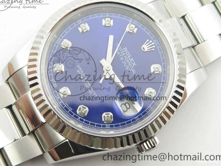 0406 Sporty DateJust 126334 SS Noob 1:1 904L Best Edition Blue Dial Diamond on Oyster Bracelet A 3164